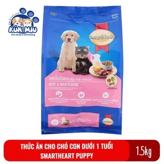 Thức ăn cho chó con dưới 1 tuổi Smartheart Puppy túi 1.5kg