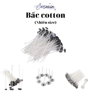 Bấc Nến Tim Nến Nguyên Liệu Làm Nến 10 Cái Bấc/Tim Nến Cotton Chuốt Sáp Kẹp Sẵn Đế Nguyên Liệu Làm Nến Thơm Cocaxia