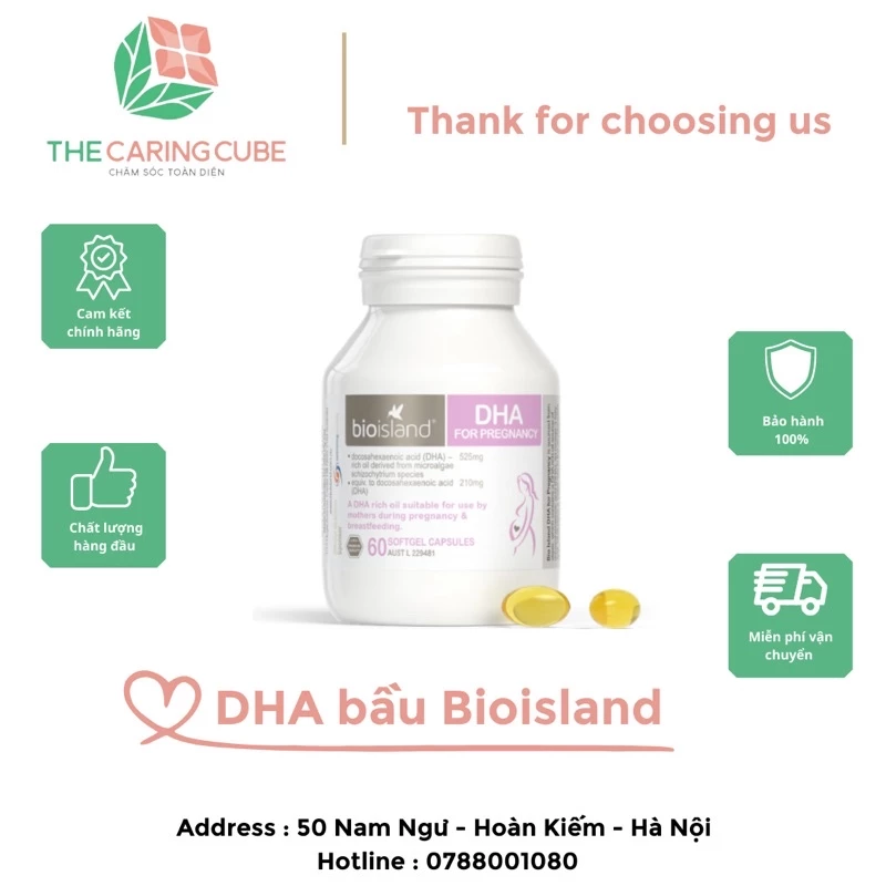 DHA Bầu Bioisland cho phụ nữ chuẩn bị mang thai, mẹ bầu và sau sinh 60 viên - The Caring Cube