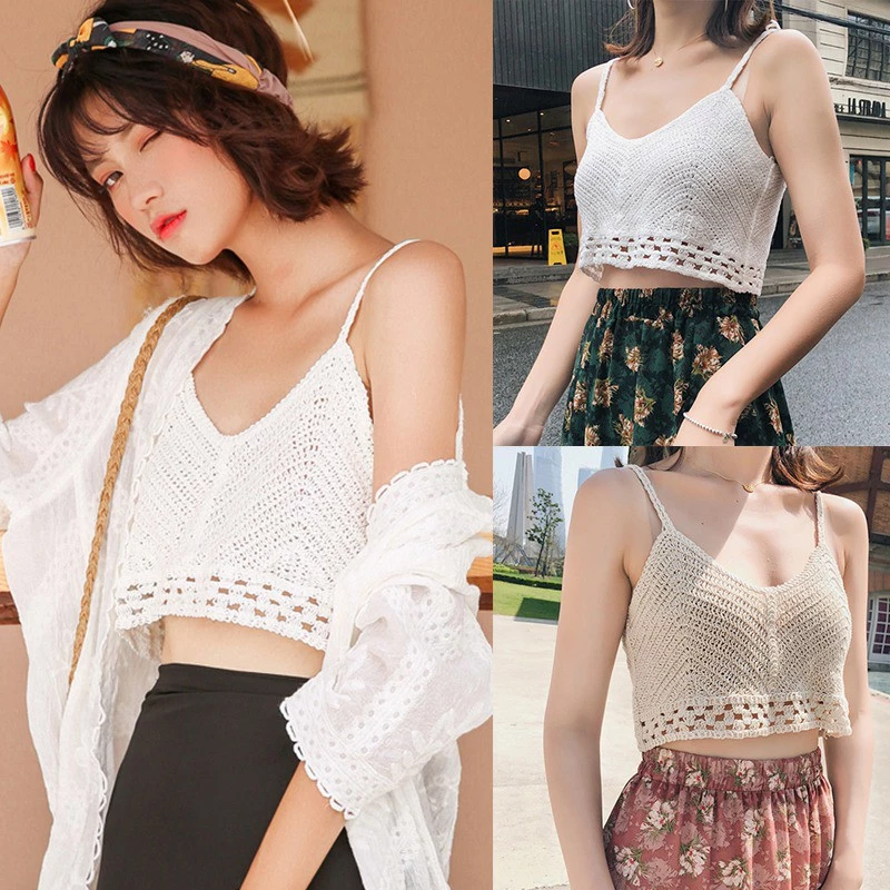 Áo croptop đan móc thiết kế quyến rũ cho phái nữ