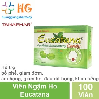 Kẹo ngậm ho Viên ngậm đau họng Eucatana hỗ trợ bổ phế giảm đờm làm ấm họng giảm ho khan có đờm do cảm lạnh Hộp 100 Viên