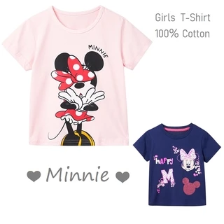 Áo thun tay ngắn in hình chuột minnie dễ thương cho bé gái