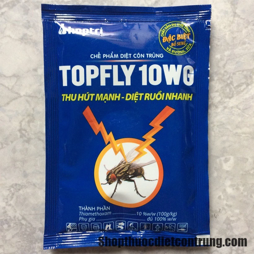 Thuốc diệt ruồi TOPFLY 10WG (Gói 20) - đặc trị ruồi, có thể pha với nước để xịt
