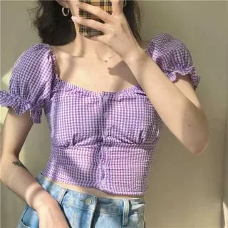 (CÓ SẴN) Áo croptop kẻ caro (có ảnh thật)