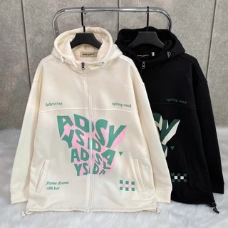 Áo Khoác Hoodie Form Rộng Phối Zip Unisex ZAZY Vải Nỉ Bông màu KEM/ĐEN 🖤 Nam nữ unisex 🖤 Áo hoodie dây kéo July7store 🧸