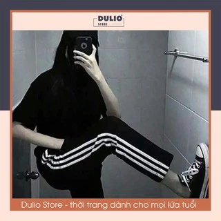 Quần thể thao nam nữ DULIO STORE 3 Sọc Quần nam nữ Thu Đông chất dày co giãn ống suông mặc nhà mặc thể dục (35-90Kg)