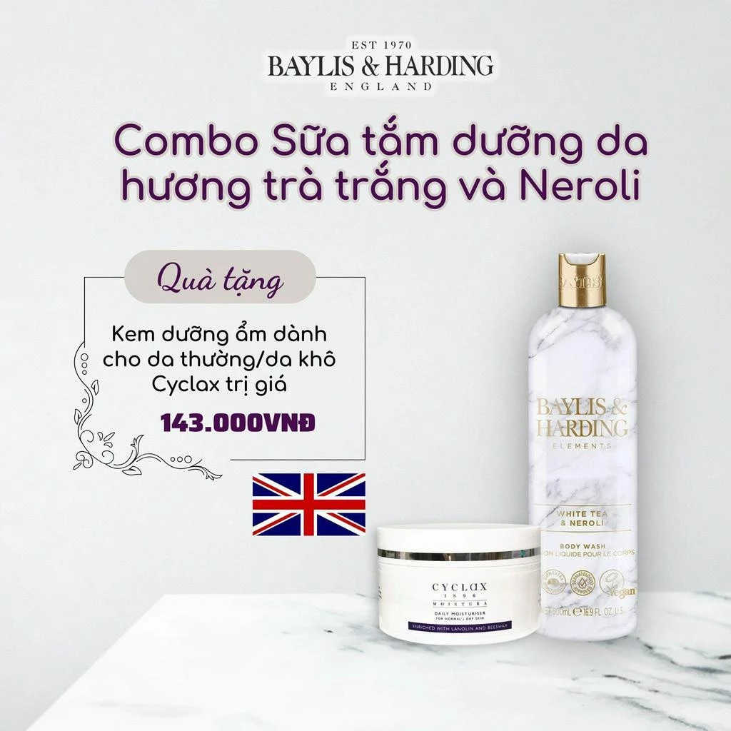 COMBO SỮA TẮM DƯỠNG DA HƯƠNG TRÀ TRẮNG VÀ NEROLI