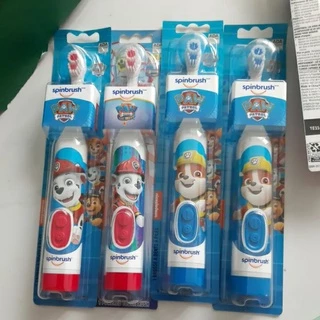 BÀN CHẢI PIN HÌNH CHÓ CỨU HỘ NÓN VÀNG / HỒNG PAW PATROL KID’S SPINBRUSH ELECTRIC BATTERY TOOTHBRUSH, SOFT tư mỹ