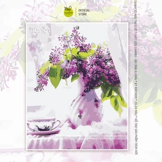 Tranh tô màu 40x50cm có khung Hoa tím bên cửa sổ T191