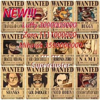 One piece Wanted Poster in canvas Mới nhất Luffy Zoro Shanks Ace Sabo Boa Nami Chopper dựa trên một mảnh 1057 từ