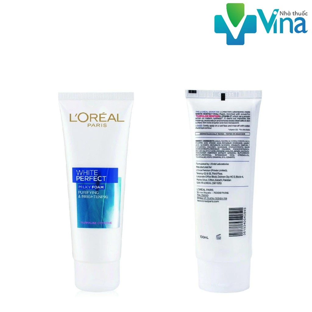 Sữa rửa mặt làm sạch và trắng mịn da L'Oreal Paris White Perfect 100ml