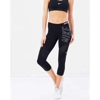 (CÓ BIGSIZE 90KG) Legging lửng phối lưới in chữ thương hiệu 2 màu đen xám thun poly co dãn