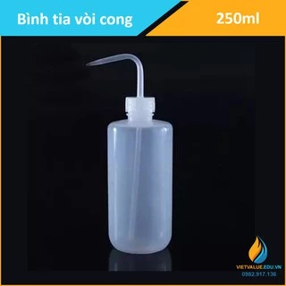 Bình tia nắp trắng, vòi cong, dung tích 250ml, nhựa PP