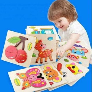 Đồ Chơi Gỗ Xếp Hình Lắp Ráp Tranh Ghép 3D Gỗ Nổi Montessori Nhiều Hình Ngộ Nghĩnh - Phát Triển Trí Tuệ Cho Bé