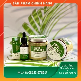 Combo serum khổ qua, bột khổ qua mướp đắng handmade Lim giảm mụn mờ thâm - 100% từ thiên nhiên