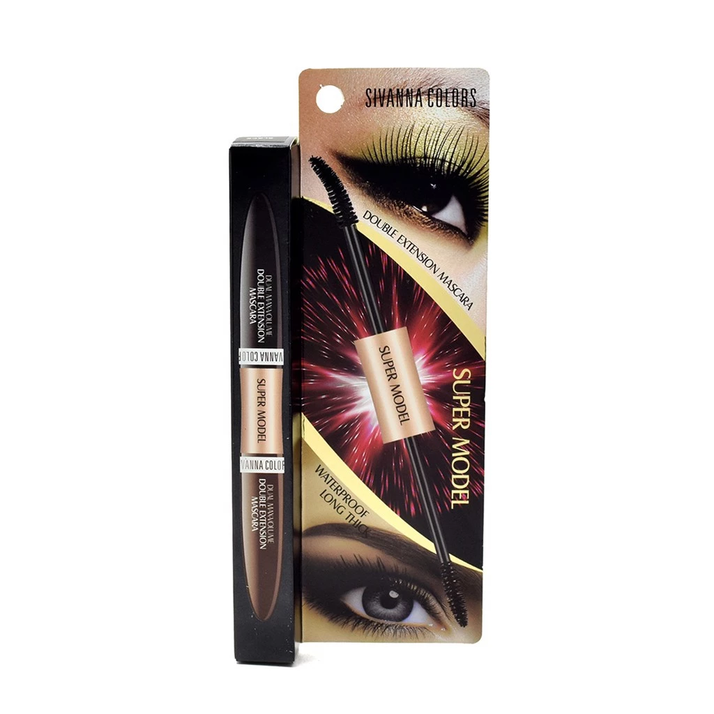 Mascara 2 Đầu ( Đen - Nâu) SIVANNA COLORS Super Model Dual Max-Volume Double Extension Mascara