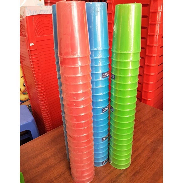 Combo 10 cốc nhựa màu uống nước, trà đá Việt Nhật giá rẻ tiện dụng 330ml