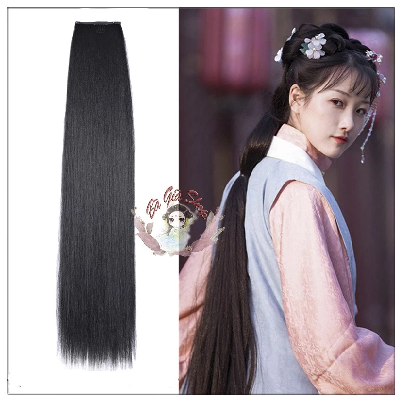 Tóc kẹp dài 100cm x10cm 60x10cm dập xù chống rối tóc giả cổ trang