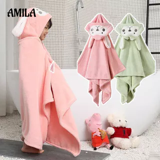 Khăn choàng tắm AMILA có mũ trùm chất liệu cotton mềm mại thấm hút tốt tiện dụng cho bé sơ sinh