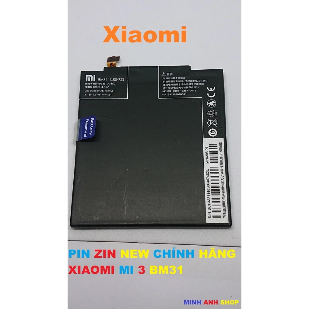 ✅ PIN ZIN NEW CHÍNH HÃNG CHO XIAOMI MI 3 BM31