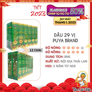 1 Lố 12 Chai Dầu lăn 29 vị thảo dược Otop - Premium Aroma Thai Oil - Dầu nội địa thái lan