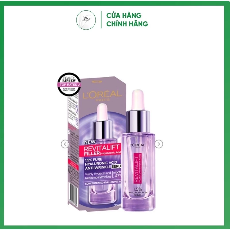 Serum siêu cấp ẩm sáng da L'Oreal Paris pure Hyaluronic Acid 1.5% 30ml