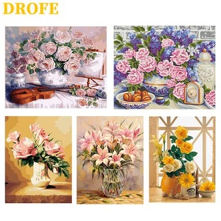 DROFE Bộ tranh tô màu sơn dầu số hoá siae 40x50cm nhiều mẫu dùng trang trí nhà