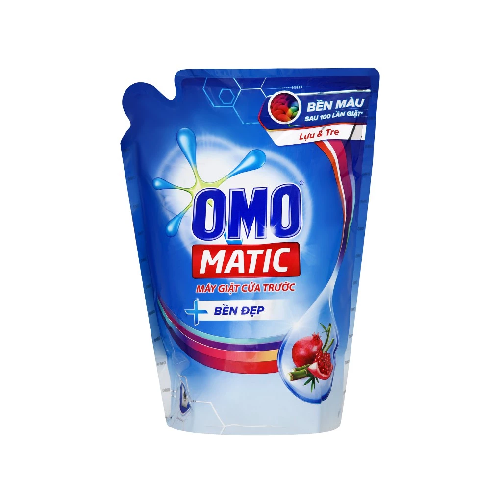 Nước giặt OMO Matic cửa trước bền đẹp túi 1.9 lít