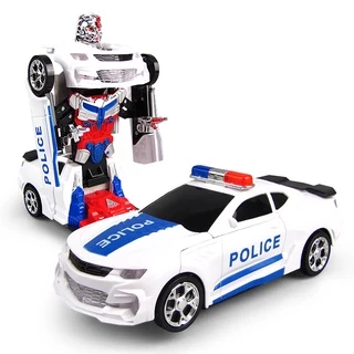 Đồ chơi ô tô cảnh sát biến hình robot mẹ sóc