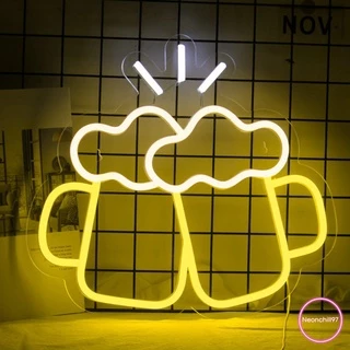 Đèn neon hình cốc bia Neonchill97, 30 x 25 cm, Trang trí quán nhậu