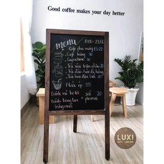 LUXI decor - Bảng MENU viết phấn chân gỗ gấp, bảng dùng ngoài trời (TẶNG KÈM PHẤN MÀU + XỐP LAU BẢNG)