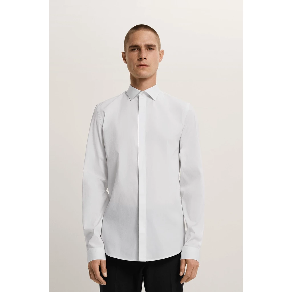 ZARA Đức - Áo sơ mi nam dài tay form body slim fit màu trắng basic auth  cao cấp có sẵn 3 size S - M - L 3894/403