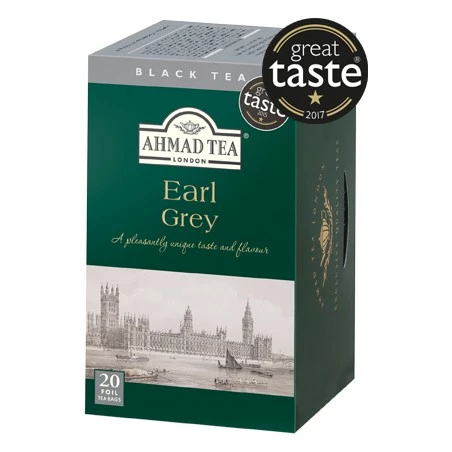 Trà Túi Lọc Earl Grey - Trà Bá Tước - Trà Đen Ahmad Hộp Giấy Túi Lọc Bao Thiếc 40g (20 túi x 2g)