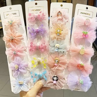 [Có sẵn] Set 5 Kẹp Nơ phong cách Hàn Quốc màu pastel Đáng Yêu - Kẹp tóc bé gái - Selenshop