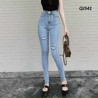 Quần Jeans Skinny Lưng Cao Rách Gối QJ541