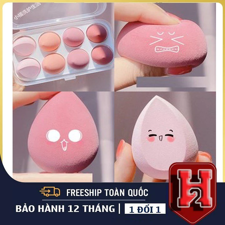 ❤️SIÊU HOT ❤️Bộ 8 Miếng Mút Trang Điểm Bọt Biển Kèm Hộp Đựng Tiện Dụng Siêu xinh Xắn