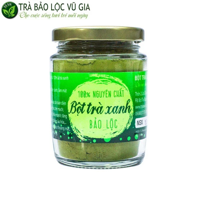 Bột trà xanh đắp mặt Nguyên Chất Vũ Gia 100g