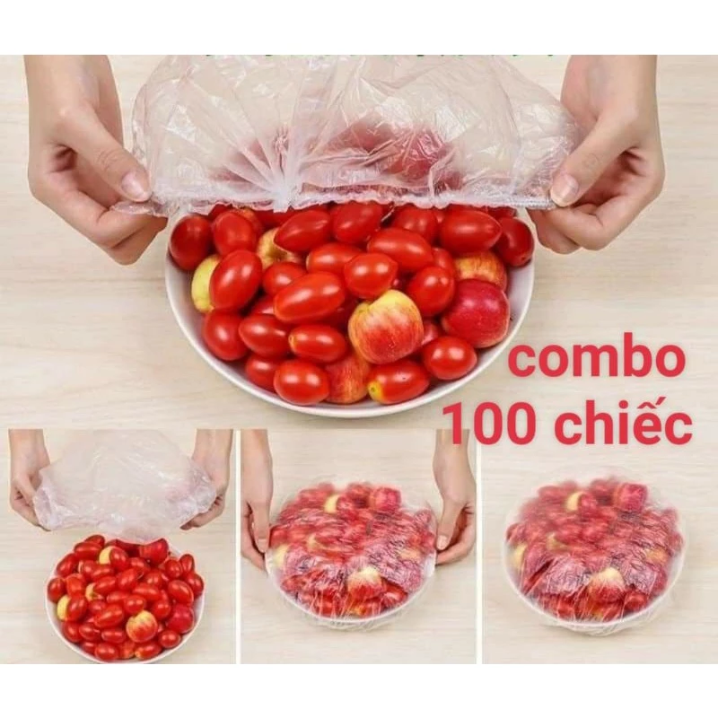 Màng bọc thực phẩm co giãn siêu dai có chun hình túi gấu set 100 chiếc