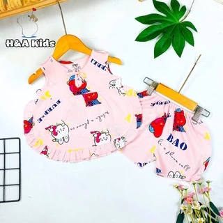 [7-9kg] Bộ Quần Áo Bé Gái, Đồ Bộ Mặc Nhà Bé Gái Vải Tôn (Tole-Lanh) mẫu sát nách bèo tròn Mềm-Mịn-Mát MeGauu - BTG29