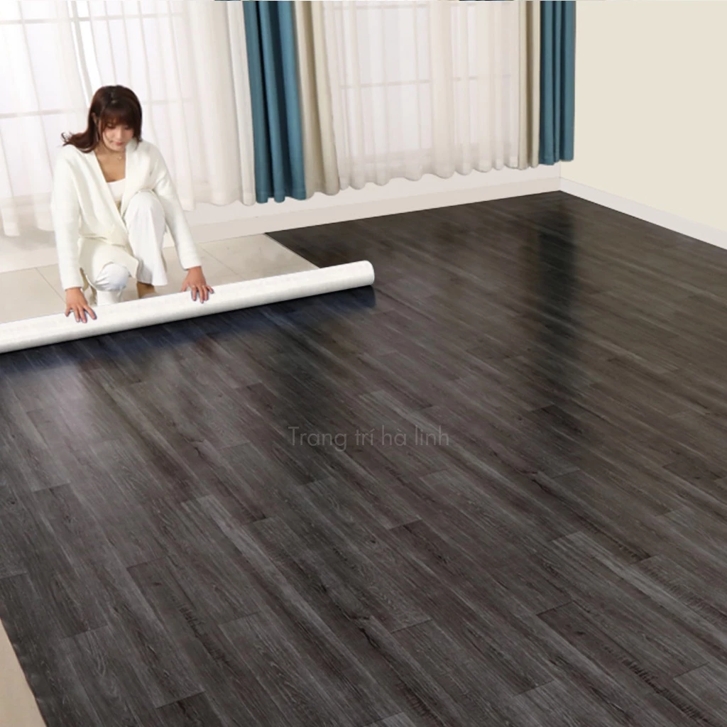 Simili lót sàn dạng cuộn vân gỗ nhám - thảm nhựa trải sàn giả gỗ pvc chống thấm nước