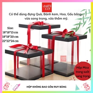 (không kèm ruy băng) Hộp MIca trong suốt siêu xinh- Hộp Mica trong suốt cao cấp (size 18cm và 22 cm)