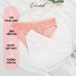 Combo 10 quần lót nữ thun lạnh, quần chip nữ viền ren Hồng - Trắng Saturnight U001