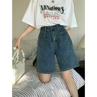 72062 Quần Short Denim Phong Cách Mới Eo Cao Thẳng Quần Phù Hợp Với