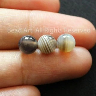 [1 Hạt] 6MM Đá Agate Xám Nâu, Phối Vòng Tay Phong Thuỷ, Chuỗi Hạt, Trang Sức S50 - Bead Art