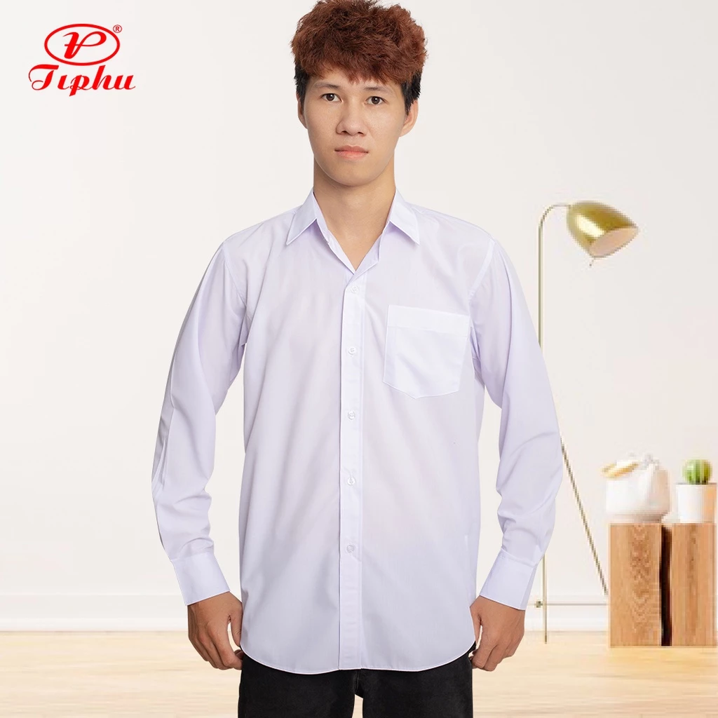 Áo sơ mi trắng tay dài Amazing, đồng phục học sinh nam, chất vải KT Silk mềm mại, bigsize tới 150kg