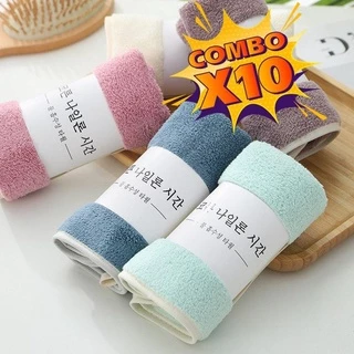 [ BẢO HÀNH 1 ĐỔI 1] Set 10 Khăn Mặt Hàn Quốc Siêu Mịn 50 x30 cm