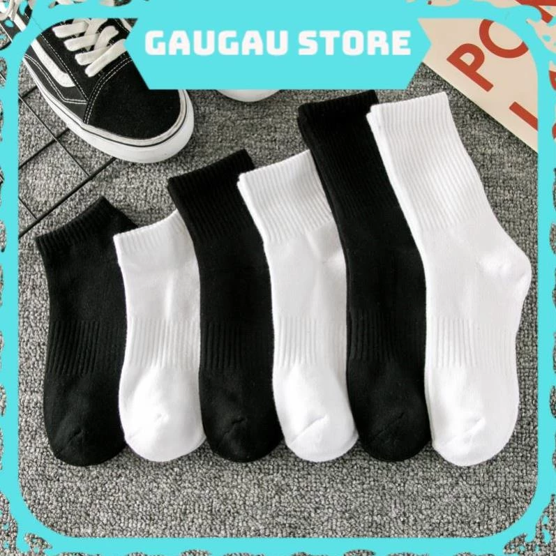 Tất Nam Nữ Cổ Ngắn, Cao, Trung Màu Đen Trắng Unisex Co Giãn Bốn Chiều Cao Cấp [ Hàng Loại 1, Hỏa Tốc ]