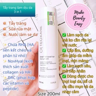 [CÓ TEM] Sữa rửa mặt chuyên biệt 3 trong 1 Teoxane RHA Micellar Solution 200ML, 400ML