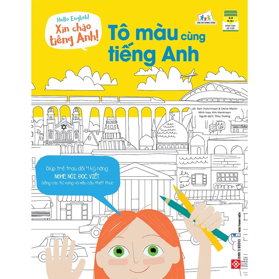 Sách - Học tiếng Anh cho trẻ trên 6 tuổi - Hello English! - Xin chào tiếng Anh!- Tô màu cùng tiếng Anh