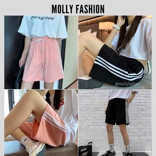 QUẦN SHORT LỬNG 3 SỌC Unisex nam nữ ❤️ Quần đùi 3 Line thể thao form rộng Freesize Molly Fashion